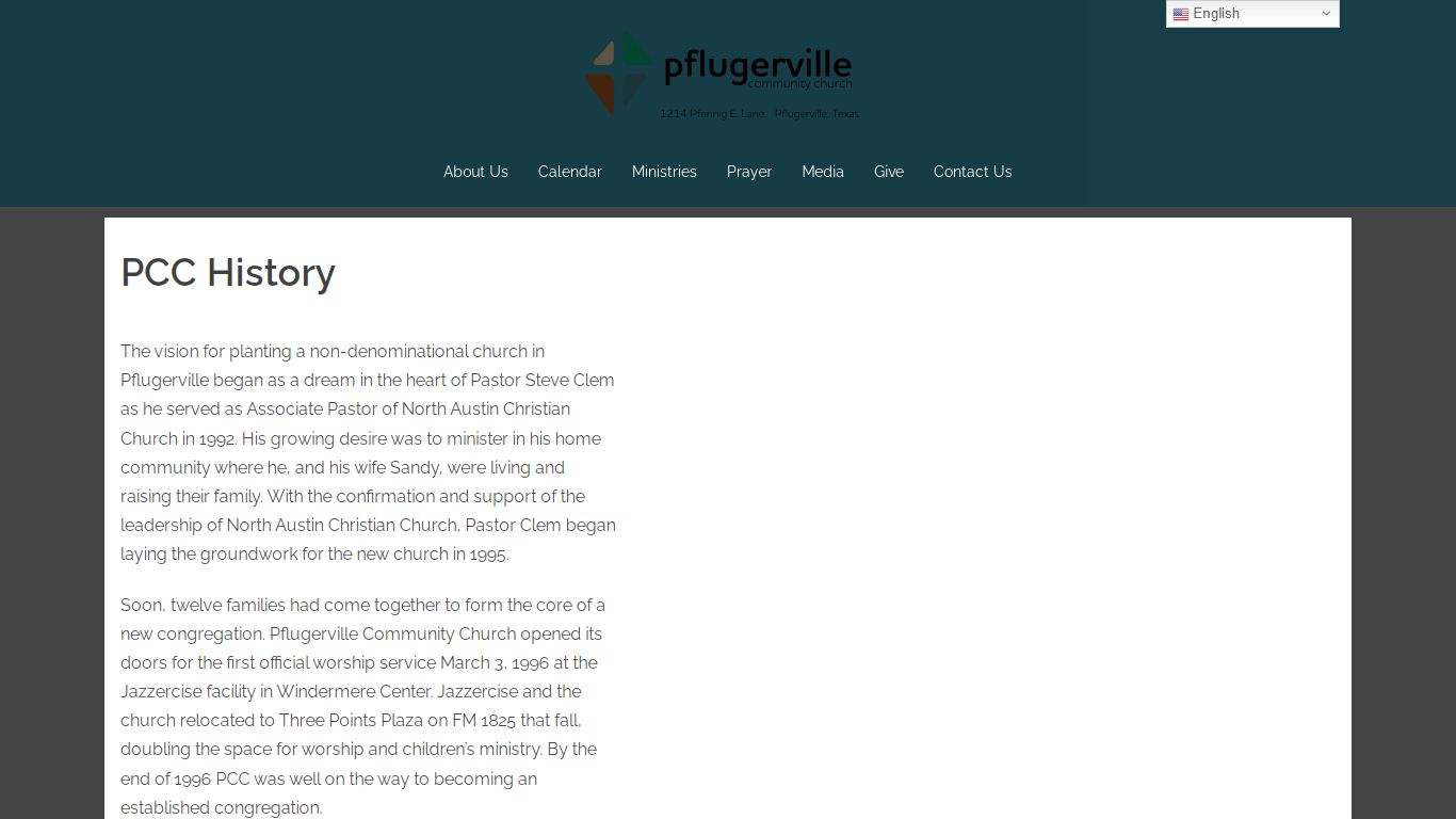 PCC History – Pflugerville Community Church