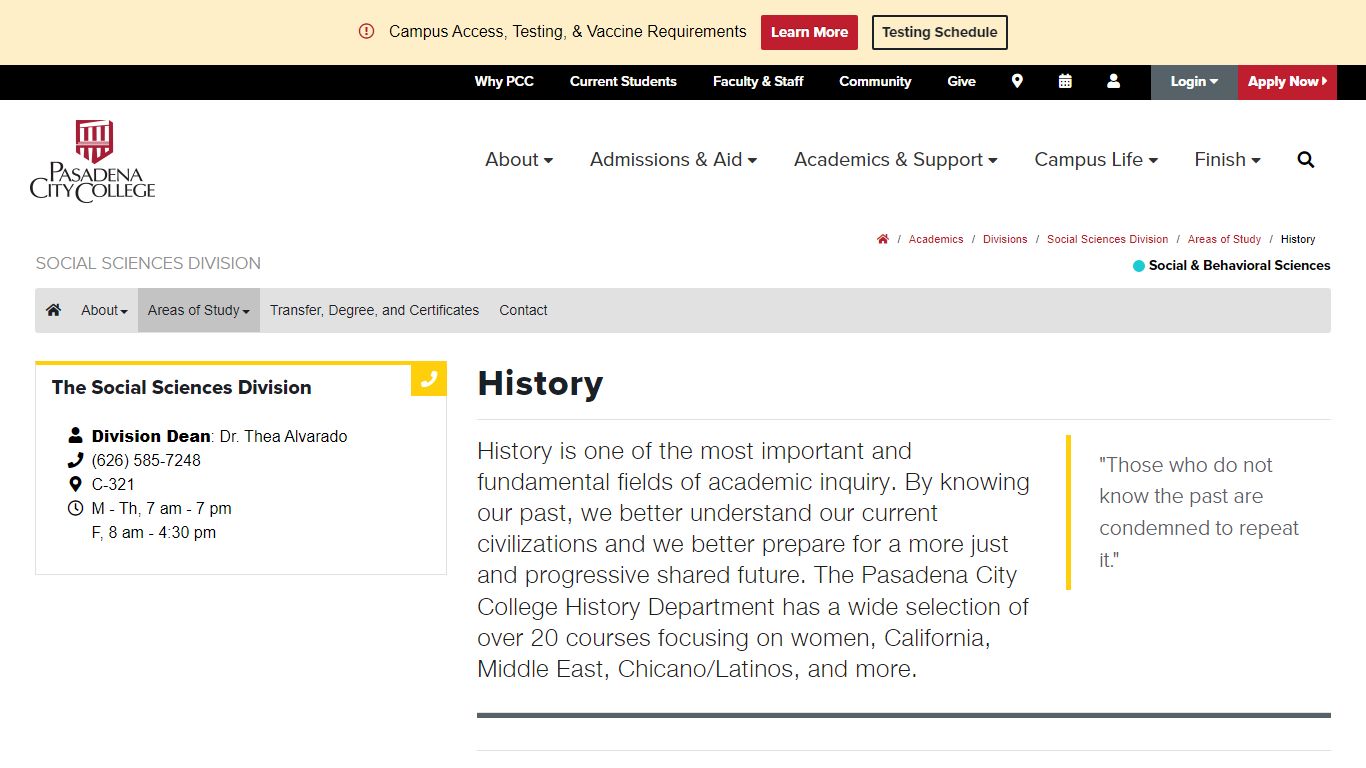 History - Social Sciences Division - Pasadena City College